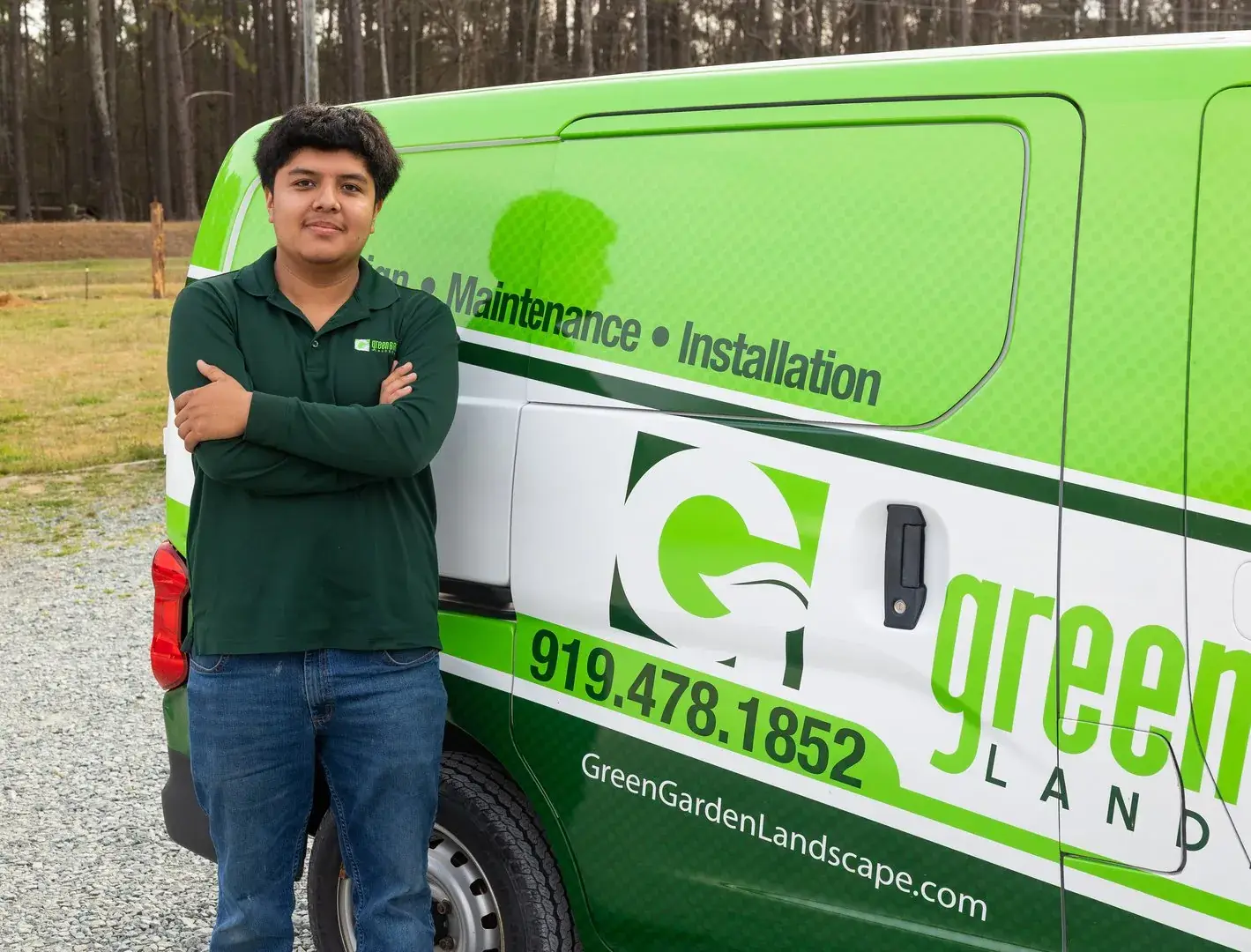 Team member with service van