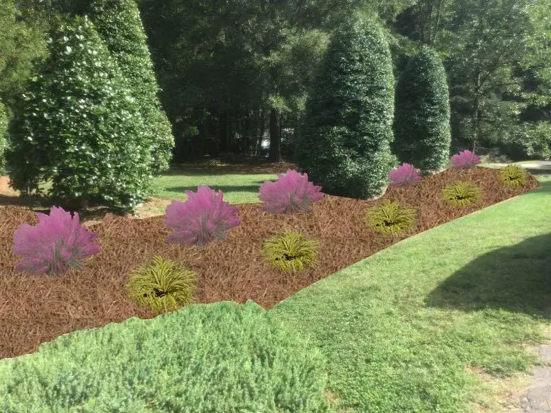 Professional mulch installation around landscape beds